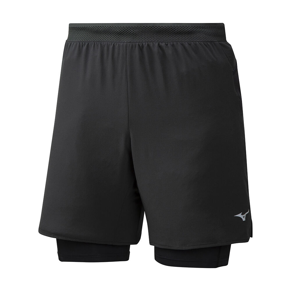 Mens Mizuno ER 7.5 2in1 Running Shorts Black Philippines (WYLOSV789)